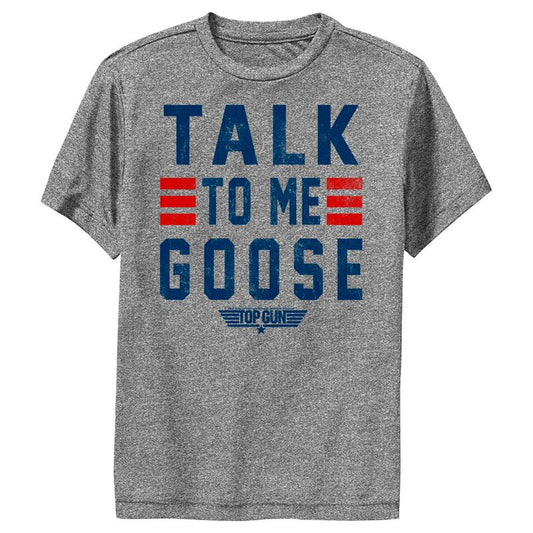 تي شيرت أداء للأولاد يحمل اقتباسات من Top Gun Talk to Me Goose