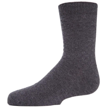 Memoi Boys' Basket Weave Mercerized Cotton Crew Socks
