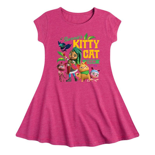 Girls' - Santiago of The Seas - Kitty Cat Crew Fit & Flair Cap Sleeve Dress