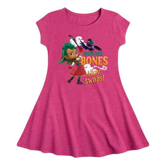 فستان Bonnie Bones Swabs Fit &amp; Flair بأكمام قصيرة للفتيات - Santiago of The Seas