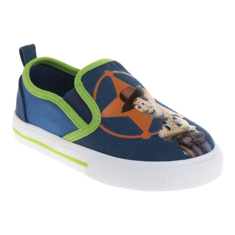 حذاء Toy Story كاجوال بدون رباط - حذاء رياضي منخفض من القماش بدون رباط من Buzz Lightyear Sheriff Woody للأولاد (مقاس 5-12 للأطفال الصغار)