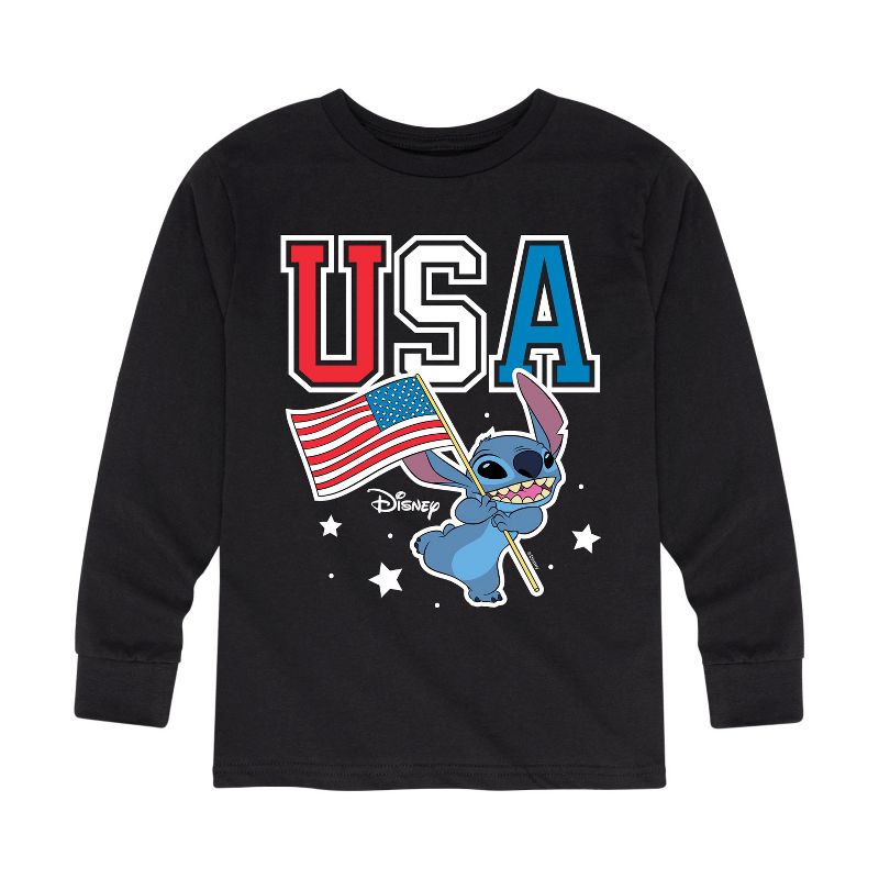 Boys' - Lilo and Stitch - USA Stitch Long Sleeve Graphic T-Shirt