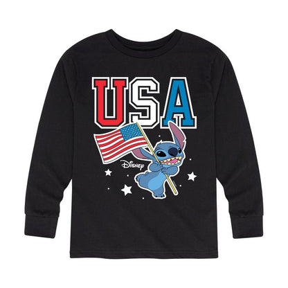 Boys' - Lilo and Stitch - USA Stitch Long Sleeve Graphic T-Shirt