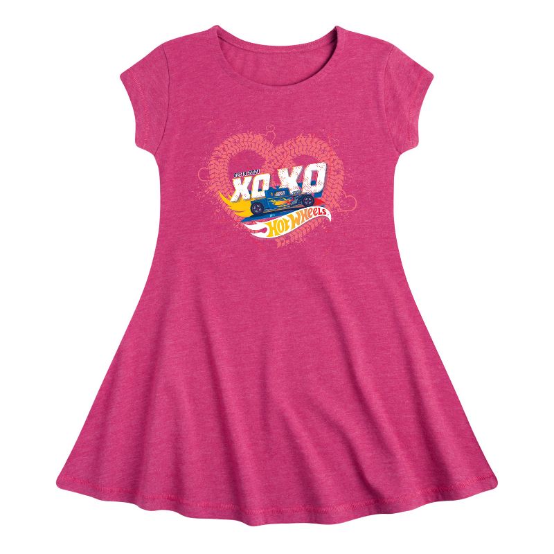 Girls' - Hot Wheels - XOXO Heart Fit & Flair Cap Sleeve Dress