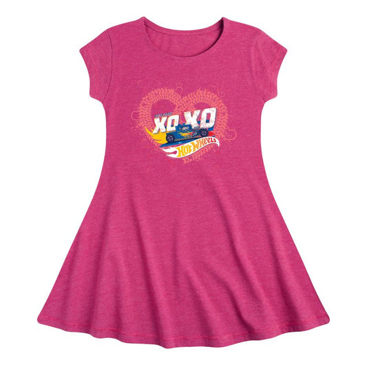 Girls' - Hot Wheels - XOXO Heart Fit & Flair Cap Sleeve Dress