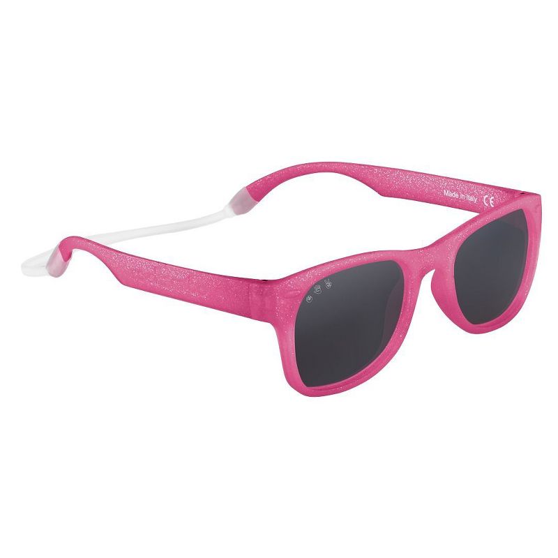 Roshambo Bend-in-Half Flexible Kids Sunglasses | Made in Italy | Polarized UV400 Lens | Carrying Sleeve, Silicone Strap & Ear Locks Included!