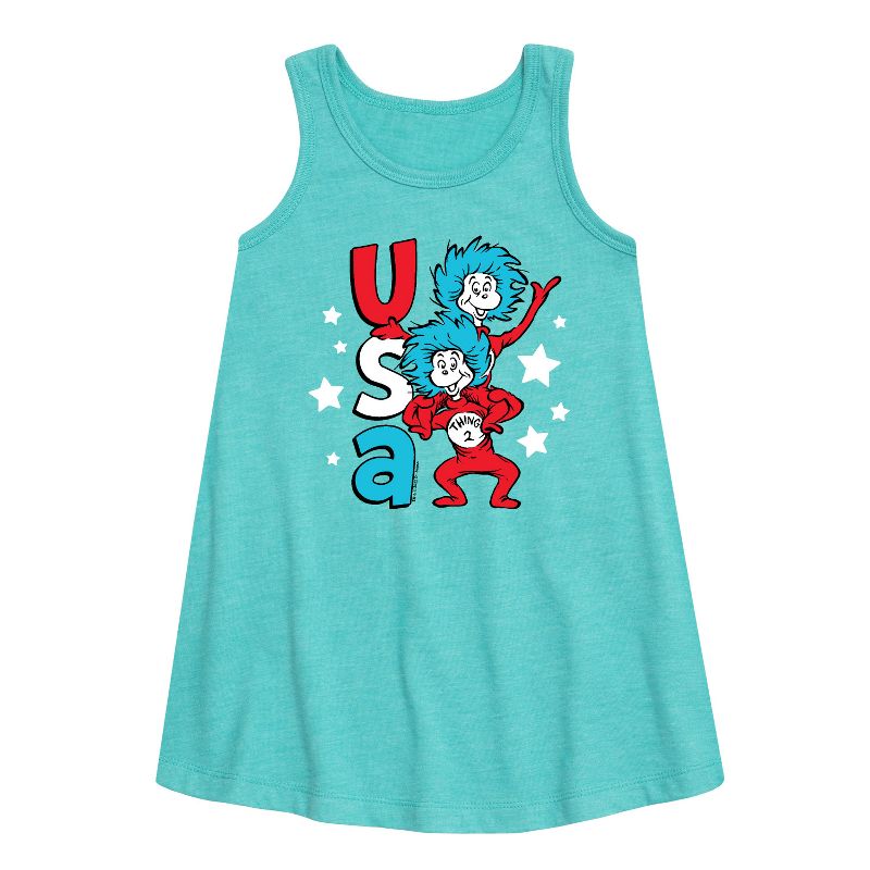 Girls' - Dr. Seuss - USA Things Graphic Sleeveless Aline Dress