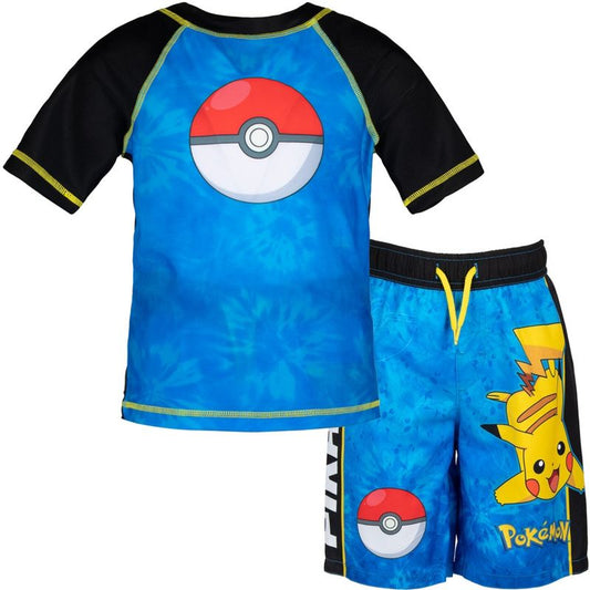 Pokemon UPF 50+ Rash Guard and Swim Trunks Outfit Set Little Kid to Big Kid