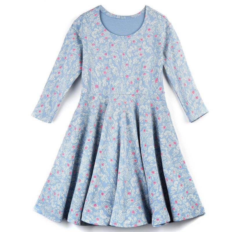 Mightly Girls Fair Trade Organic Cotton Print 3/4 Sleeve Twirl Dress