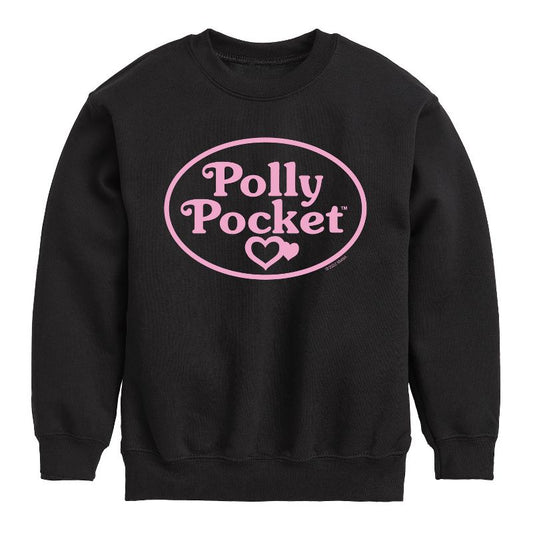 Boys' - Polly Pocket - Polly Pocket Pink Logo Graphic Long Sleeve Fleece Sweatshirt
