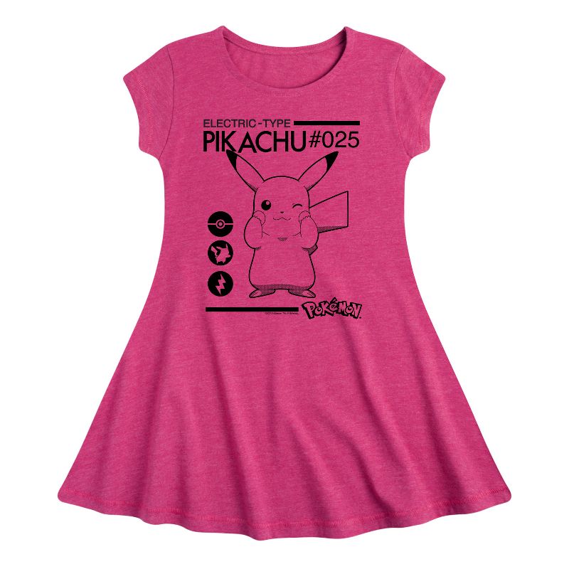 فستان بناتي - بوكيمون - بتصميم كهربائي أنيق وعصري بأكمام قصيرة