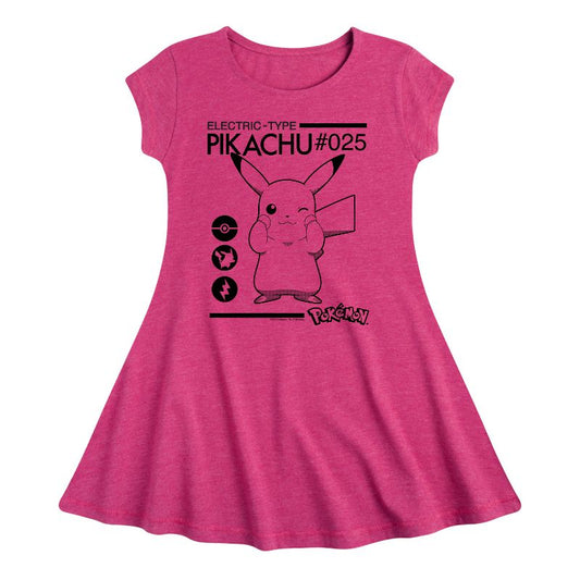 Girls' - Pokémon - Electric Type Fit & Flair Cap Sleeve Dress