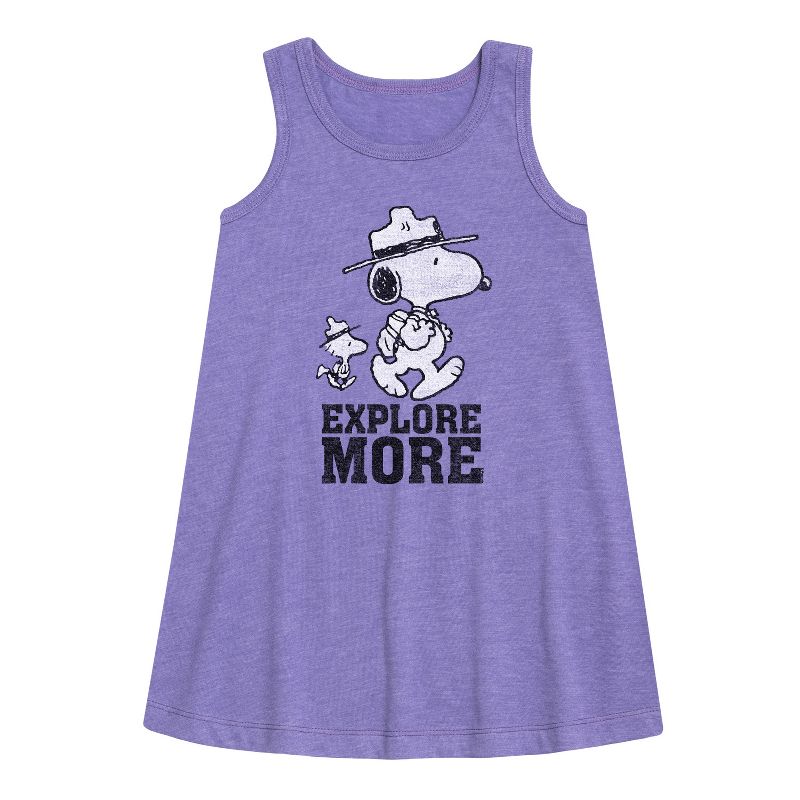 Girls' - Peanuts - Explore More Art Graphic Sleeveless Aline Dress