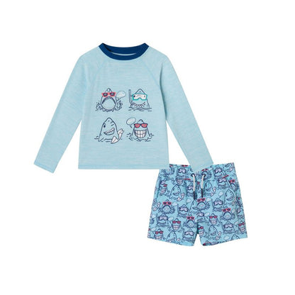 Andy & Evan  Kids  Shark Graphic Rashguard Set