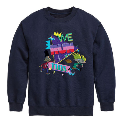 Boys' - Hey Arnold! - Retro Arnold and Gerald Graphic Long Sleeve Fleece Sweatshirt