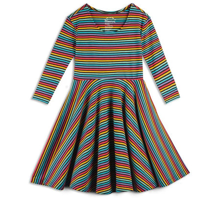 Mightly Girls Fair Trade Organic Cotton Print 3/4 Sleeve Twirl Dress