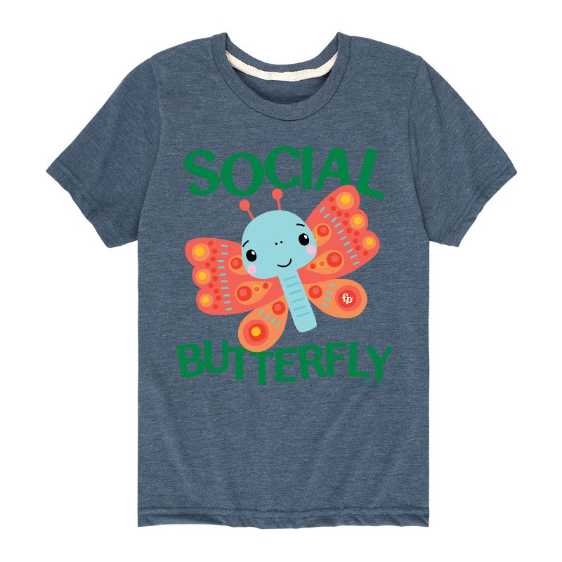 تي شيرت جرافيكي بأكمام قصيرة من فيشر برايس للأولاد - فراشة اجتماعية