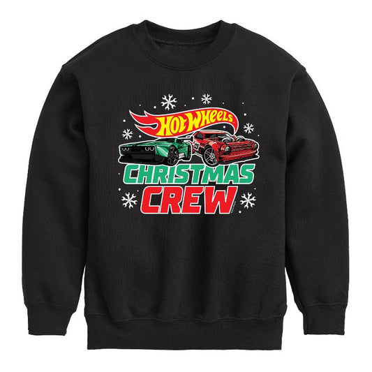 Boys' - Hot Wheels - Christmas Crew Graphic Long Sleeve Fleece Sweatshirt