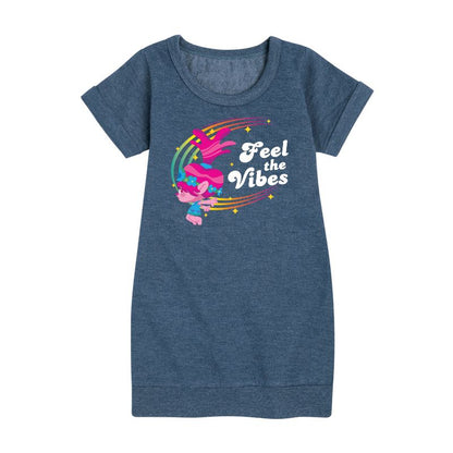 فستان صوف بأكمام قصيرة مطبوع عليه رسمة الخشخاش من مجموعة "Trolls" للفتيات