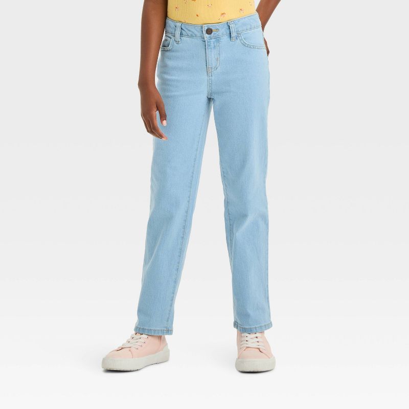 Girls' Mid-Rise Denim Straight Jeans - Cat & Jack™