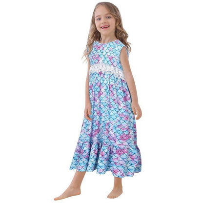 WhizMax Girls Nightgown Dress Princess Lace Sleeveless Pajamas Cute Nightwear Size 10-12 Years Youth Teen Girls