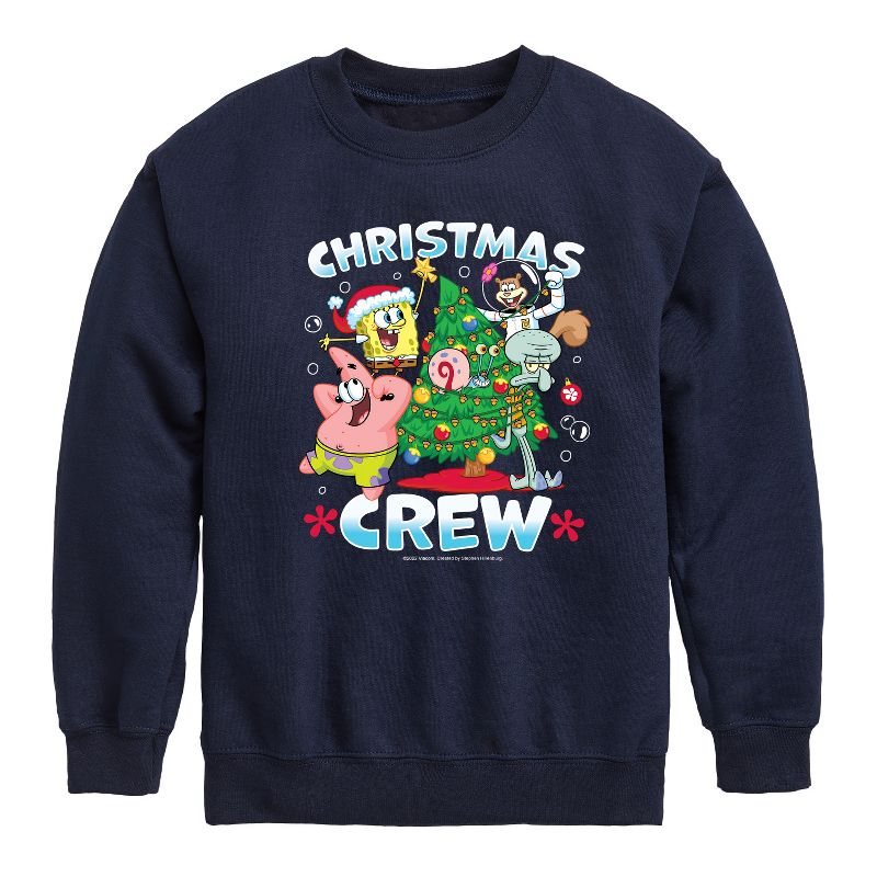 Boys' - SpongeBob SquarePants - Christmas Crew Graphic Long Sleeve Fleece Sweatshirt