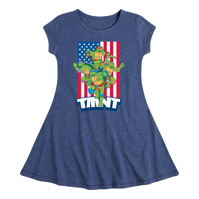 Girls' - Teenage Mutant Ninja Turtles - USA Turtles Fit & Flair Cap Sleeve Dress