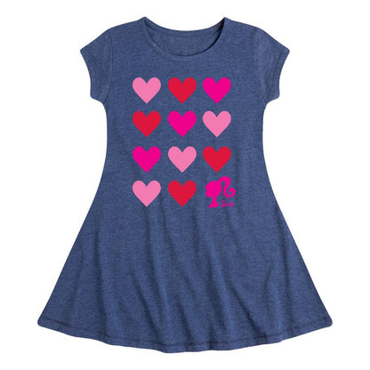 فستان باربي للبنات - بتصميم شبكي على شكل قلب وأكمام قصيرة