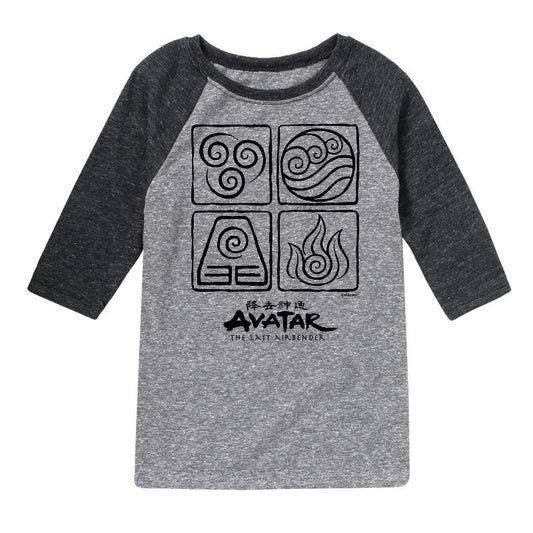 Boys' - Avatar: The Last Airbender - Four Elements Raglan Graphic T-Shirt
