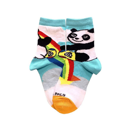 Panda Hugging Rainbow Socks - / White / from the Sock Panda (Ages 3-7)