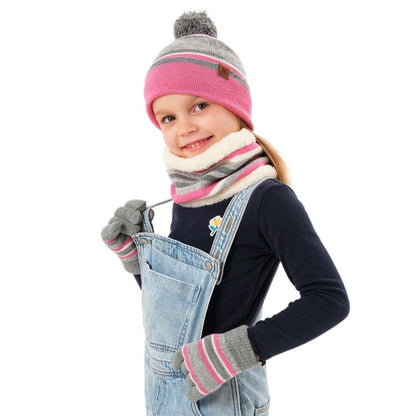 NPolar Winter Kids  Beanie Hat and Glove Scarf Set Beanie Neck Warmer Mittens for 4-7-Year-Old Kids
