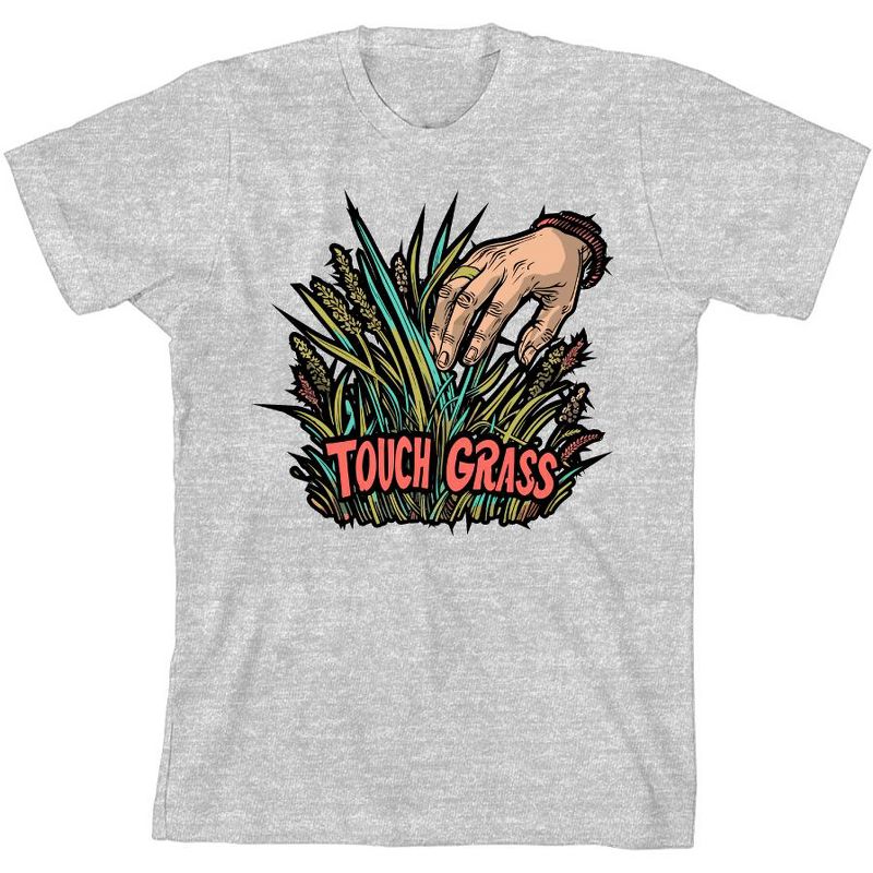 تي شيرت Labbing Touch Grass Gamer Nerd Youth برقبة دائرية وأكمام قصيرة