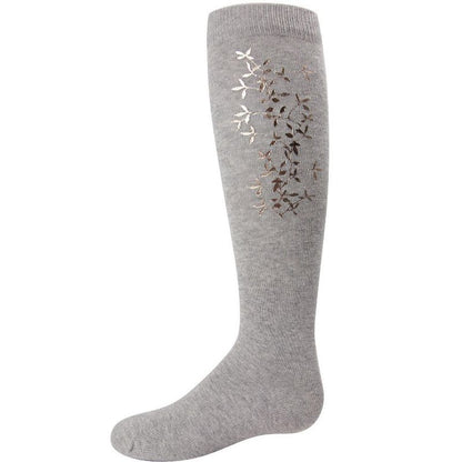 Memoi Foil and Foliage Cotton Blend Girls Knee Socks