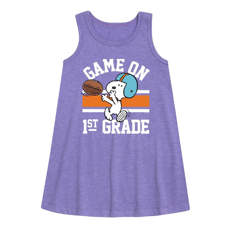 Girls' - Peanuts - Game On 1st Grade Graphic Sleeveless Aline Dress