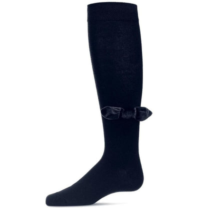 Memoi Velvet Bow Cotton Blend Knee High Sock