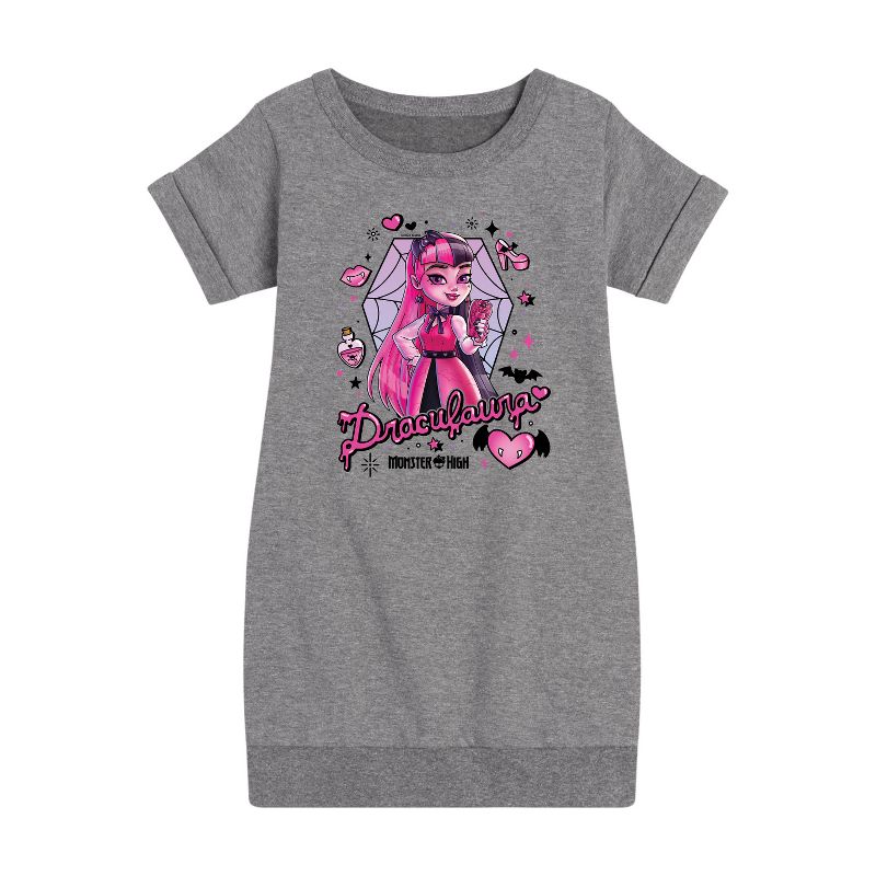 فستان دراكولاورا سبايدر ويبز الجرافيكي بأكمام قصيرة للفتيات من ماتيل