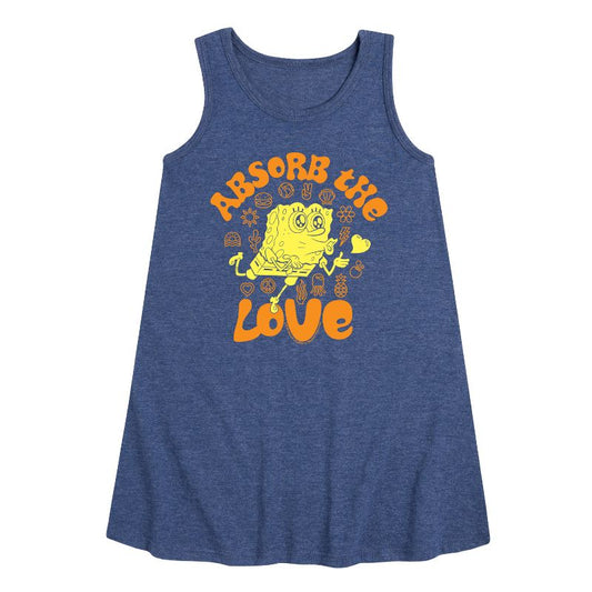 Girls' - SpongeBob SquarePants - Absorb The Love Graphic Sleeveless Aline Dress
