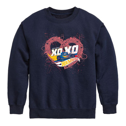 Boys' - Hot Wheels - XOXO Heart Graphic Long Sleeve Fleece Sweatshirt