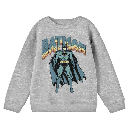 Batman Vintage-Inspired Superhero Youth Heather Gray Crew Neck Sweatshirt