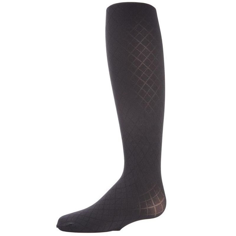 Memoi Girls' Double Diamond Opaque Nylon Tights