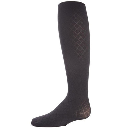 Memoi Girls' Double Diamond Opaque Nylon Tights