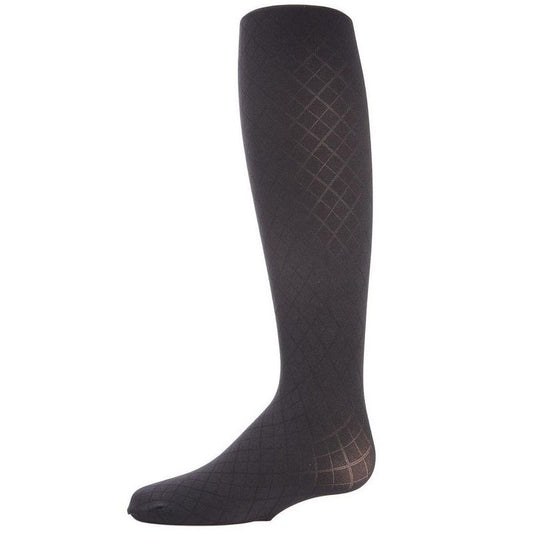 Memoi Girls' Double Diamond Opaque Nylon Tights