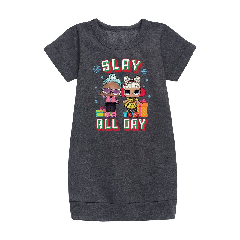 Girls' - Lol Surprise! - Slay All Day Graphic Short Sleeve Fleece Dress
