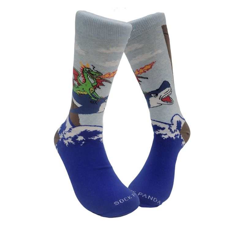 Dragon Riding a Shark Socks from the Sock Panda (Men's or Tween Sizes)