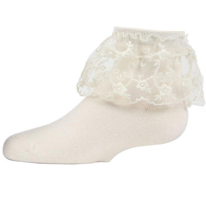 Memoi Petite Floral Lace Cotton Blend Anklet Socks