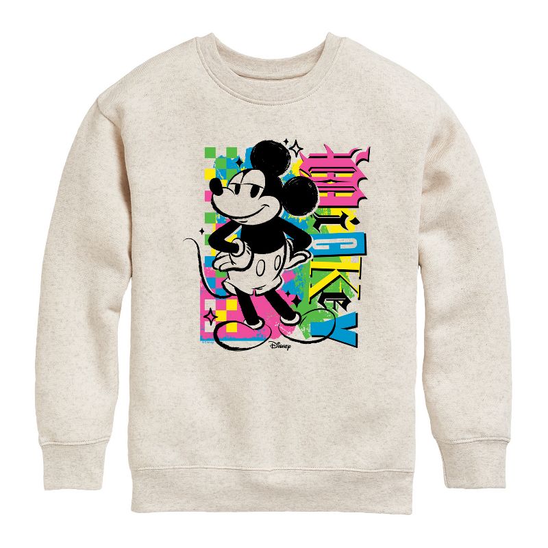 Boys' - Disney - Mickey Punk Graphic Long Sleeve Fleece Sweatshirt