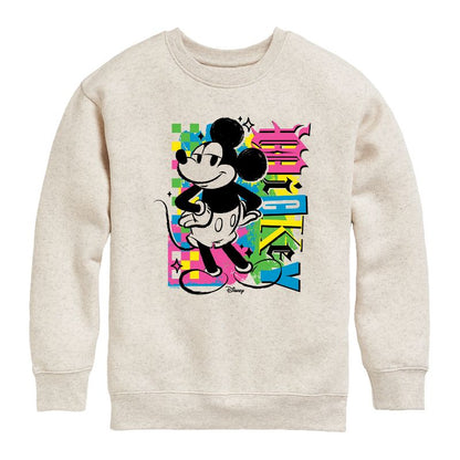 Boys' - Disney - Mickey Punk Graphic Long Sleeve Fleece Sweatshirt