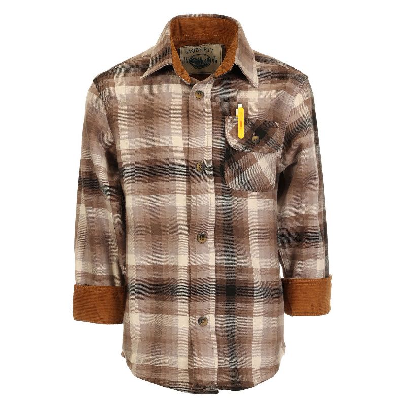 Gioberti Boy's Single Pocket Flannel Shirt with Corduroy Contrast (Part 2)