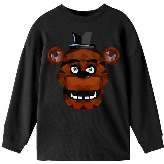 تي شيرت شبابي أسود بأكمام طويلة وياقة دائرية من Freddy Fazbear Polygon Art من Five Nights At Freddy's