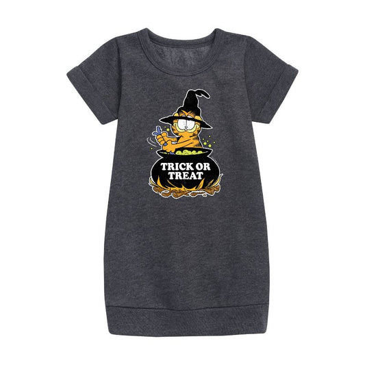 Girls' - Garfield - Trick Or Treat Graphic Short Sleeve Fleece Dress